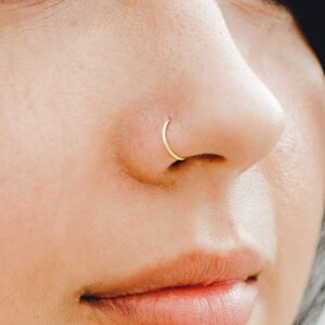 D.Bella 18G Nose Rings for Women Stainless Steel Nose Ring Gold 18 Gauge Nose Rings Hoops Studs Flower Heart Diamond L Shaped Nose Studs Nostril Nose Piercing Jewelry for Women Men