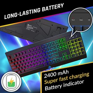 KLIM Rival Wireless Gaming Keyboard RGB US Layout - New 2023 - Slim Durable Ergonomic Quiet Silent Soft Sound Keys 25 Anti-Ghosting - RGB Backlit Wireless Keyboard Gaming for Laptop PC/Mac