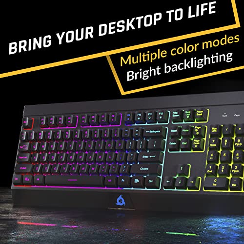 KLIM Rival Wireless Gaming Keyboard RGB US Layout - New 2023 - Slim Durable Ergonomic Quiet Silent Soft Sound Keys 25 Anti-Ghosting - RGB Backlit Wireless Keyboard Gaming for Laptop PC/Mac