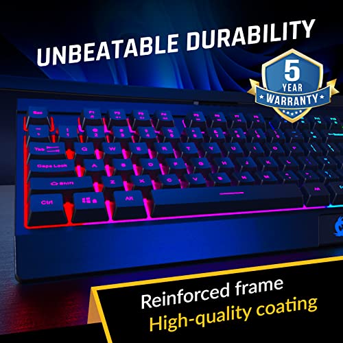 KLIM Rival Wireless Gaming Keyboard RGB US Layout - New 2023 - Slim Durable Ergonomic Quiet Silent Soft Sound Keys 25 Anti-Ghosting - RGB Backlit Wireless Keyboard Gaming for Laptop PC/Mac