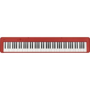 Casio CDP-S160 88-Key Compact Digital Piano Keyboard with Touch Response, Red Bundle with H&A Studio Headphones, Stand, Bench, Sustain Pedal