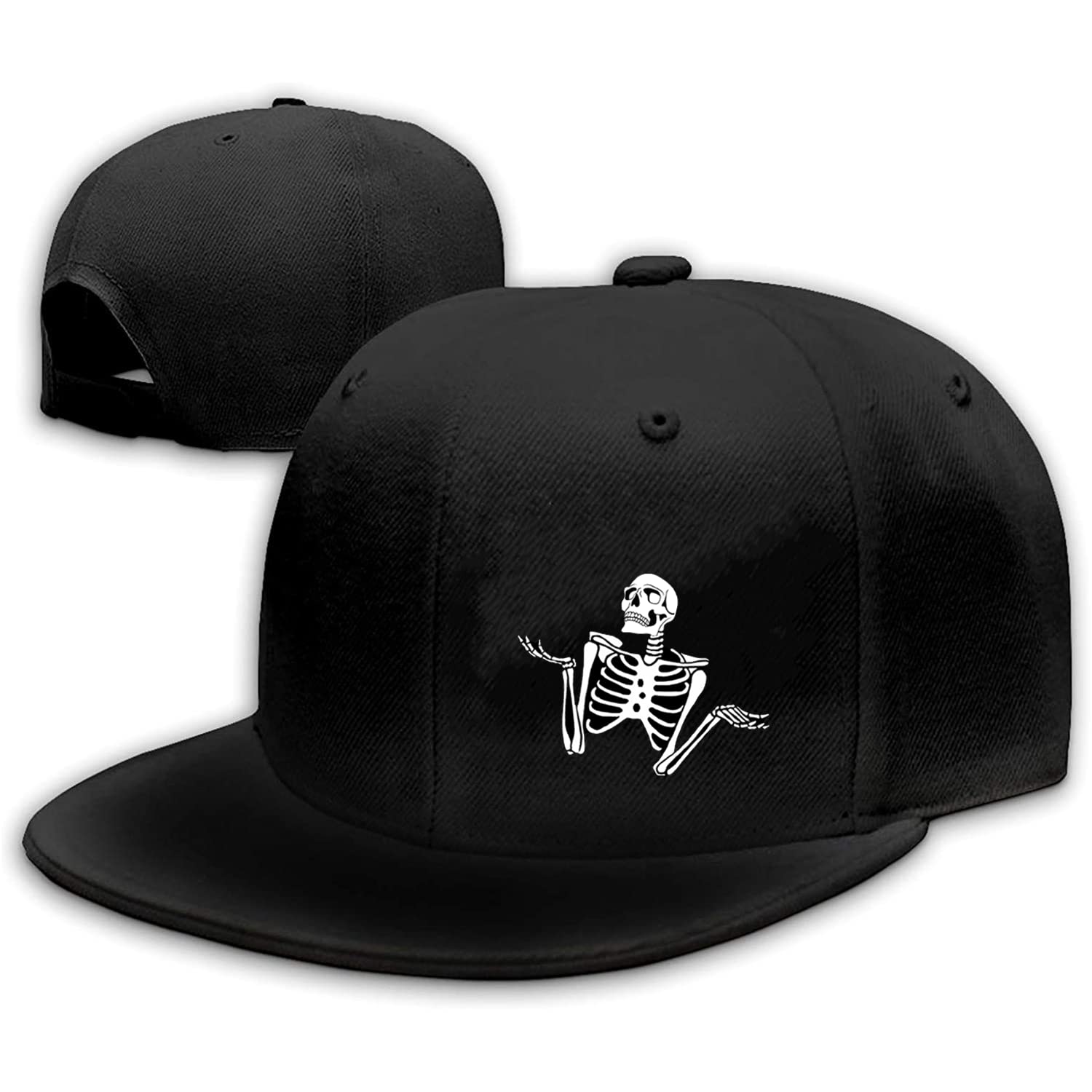 Tijeyi Snap Backpack Hat for Men Skull Hat Snapback Hats Flat Bill Baseball Cap Adjustable Skeleton Hand Black Snap Back Hat Boys Teen