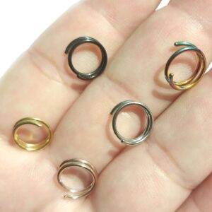 Jamboo Double Nose Ring Hoop Double Hoop Nose Ring for Single Piercing Surgical Steel Spiral Nose Ring Hoop 18G Double Nose Hoops for Women Men (3 Black Silver Rose Gold 18G)