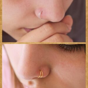 D.Bella Spiral Nose Ring for Single Piercing - Surgical Steel Nose Hoop in Silver, Rose Gold and Black