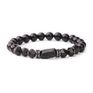 Handmade Natural Stone Black Tourmaline & Black Onyx Beaded Bracelet Men's and Women's