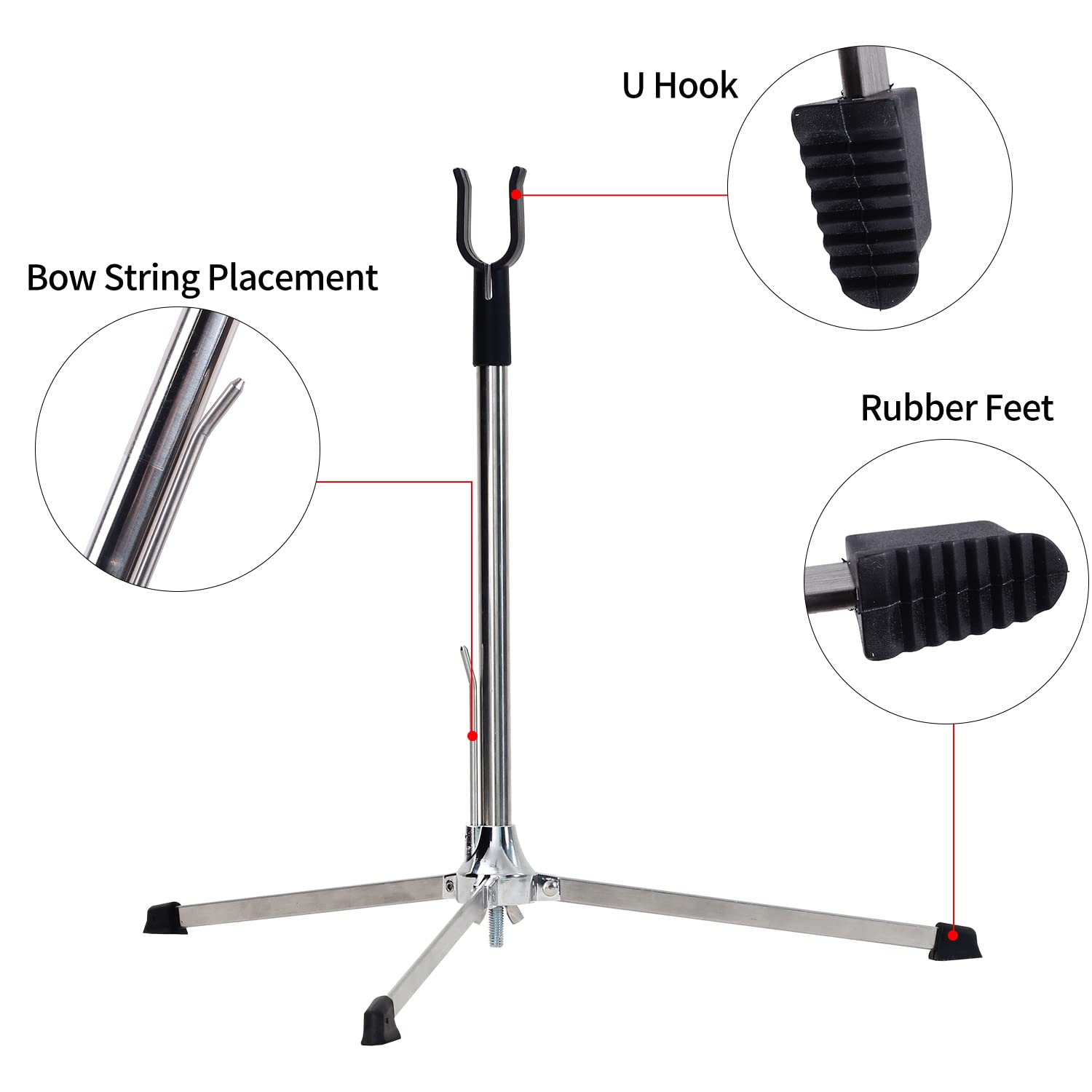 SOPOGER Archery Recurve Bow Stand Stainless Steel Heavy Duty Bow Holder Rack Legs for Recurve Bow Longbow Hunting Shooting