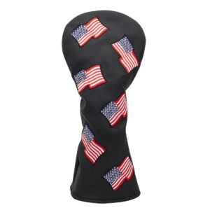 barudan golf driver head cover 460cc, black patriotism usa golf driver headcover for men golfer, synthetic leather golf club protective case