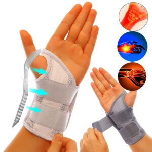 Left Wrist Brace for Carpal Tunnel, Compression Sleeve Adjustable Straps, Right Left Hand for Men Women, Night Wrist Sleep Supports Splints Arm Stabilizers, Suitable for Arthritis, Pain, Relief, Tendonitis, Wrist Pain, Sprain, Sport (Left Hand-Gray, Large