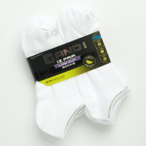 AND1 Men's Socks - PROPLATINUM Lightweight Low Cut Socks (12 Pack), Size Shoe size 6-12.5, White