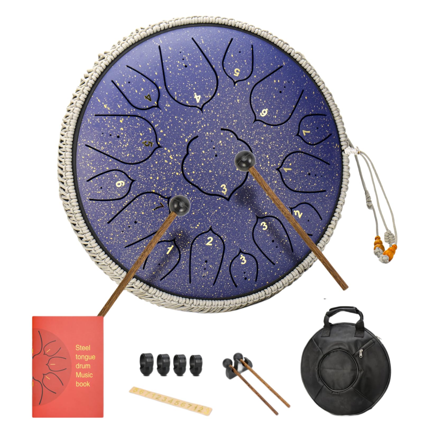 BURNING&LIN Steel Tongue Drum Tongue Drum 15 Notes 14 Inches Handpan Drum Percussion for Meditation Yoga Musical Education for Adult& Kids(Lotus Purple)