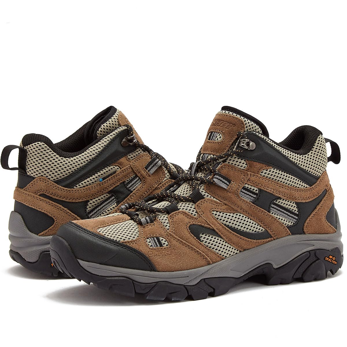 HI-TEC Ravus WP Mid Waterproof Hiking Boots for Men, Lightweight Breathable Outdoor Trekking Shoes - Tan, 10.5 Medium