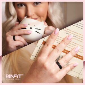 Rinfit Silicone Rings for Women - Infinity Rubber Wedding Bands Sets for Her - Matching Silicone Rings for Couples - Patented Design - Rose Gold, Pink, Black, White, Silver, Size 6