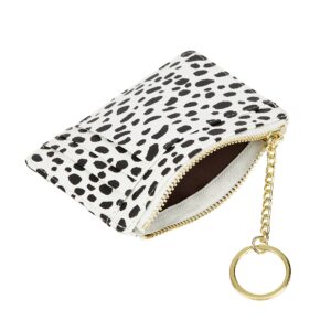 Women's 8 Cards Slim Minimalist Card Holder Coin Changes Purse Keychain Front Pocket Wallet, White Dot