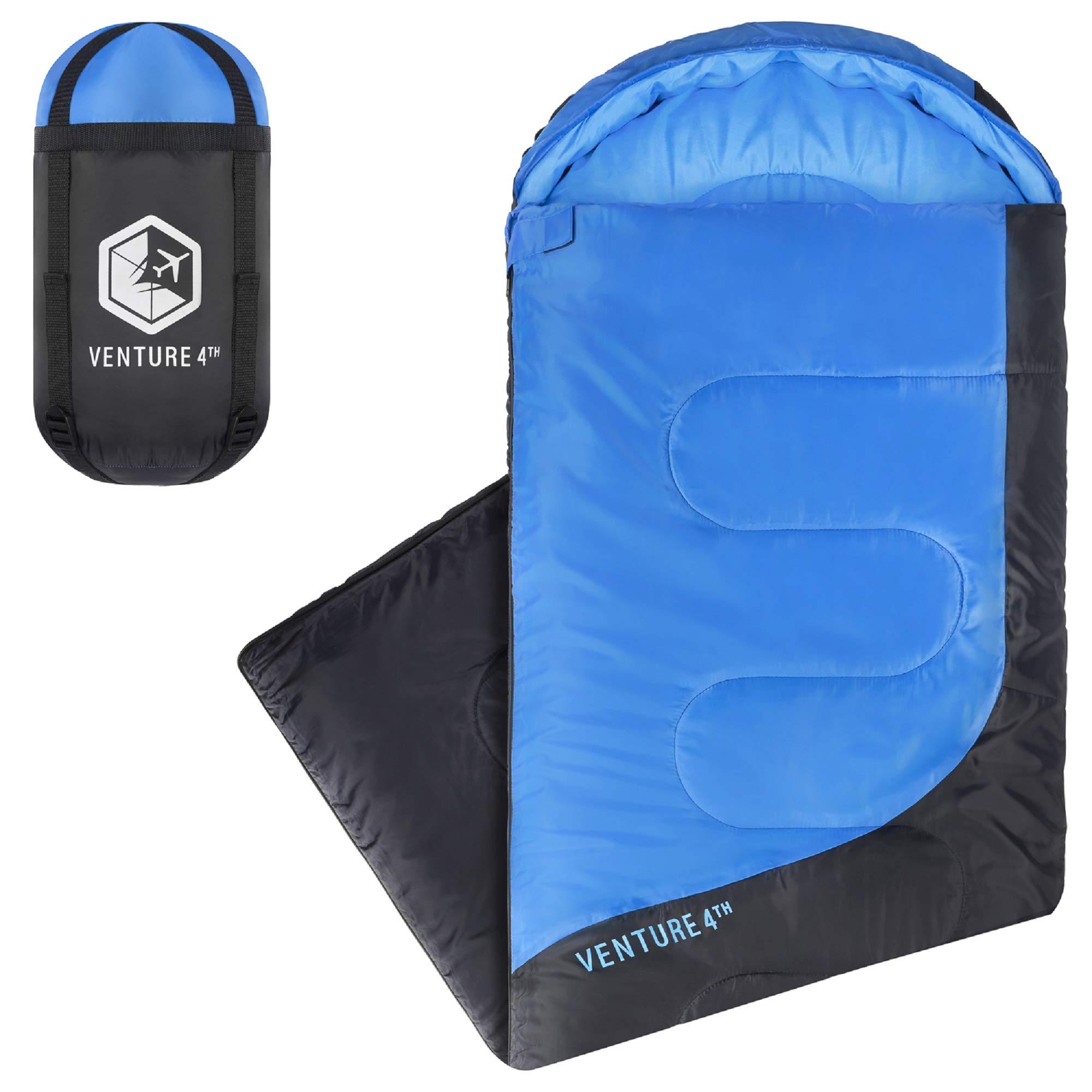 VENTURE 4TH Backpacking Warm Sleeping Bag with Self Inflating Sleeping Pad for Adults & Kids – Ideal for Hiking, Camping & Outdoor Adventures