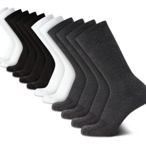 AND1 Men's Athletic Arch Compression Cushion Comfort Crew Socks (12 Pack), Size 6-12.5, Assorted