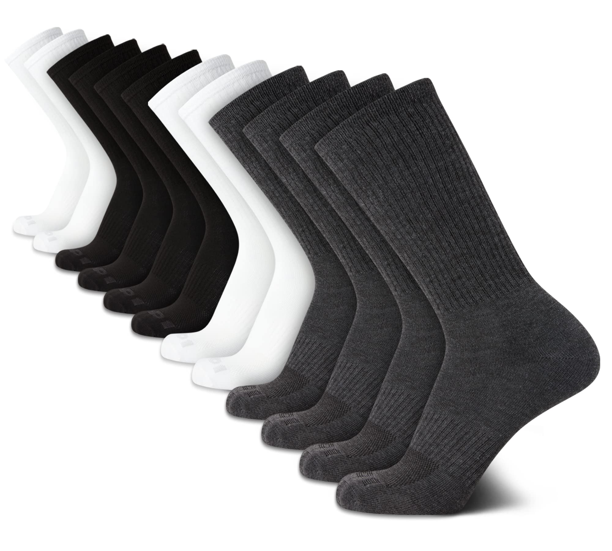 AND1 Men's Athletic Arch Compression Cushion Comfort Crew Socks (12 Pack), Size 6-12.5, Assorted