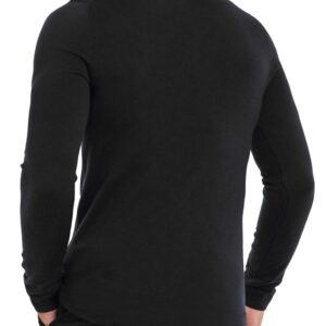 KINGBEGA Men's Regular Fit Basic Lightweight Long Sleeve Pullover Shirt Mock Turtleneck, Black 1, Large