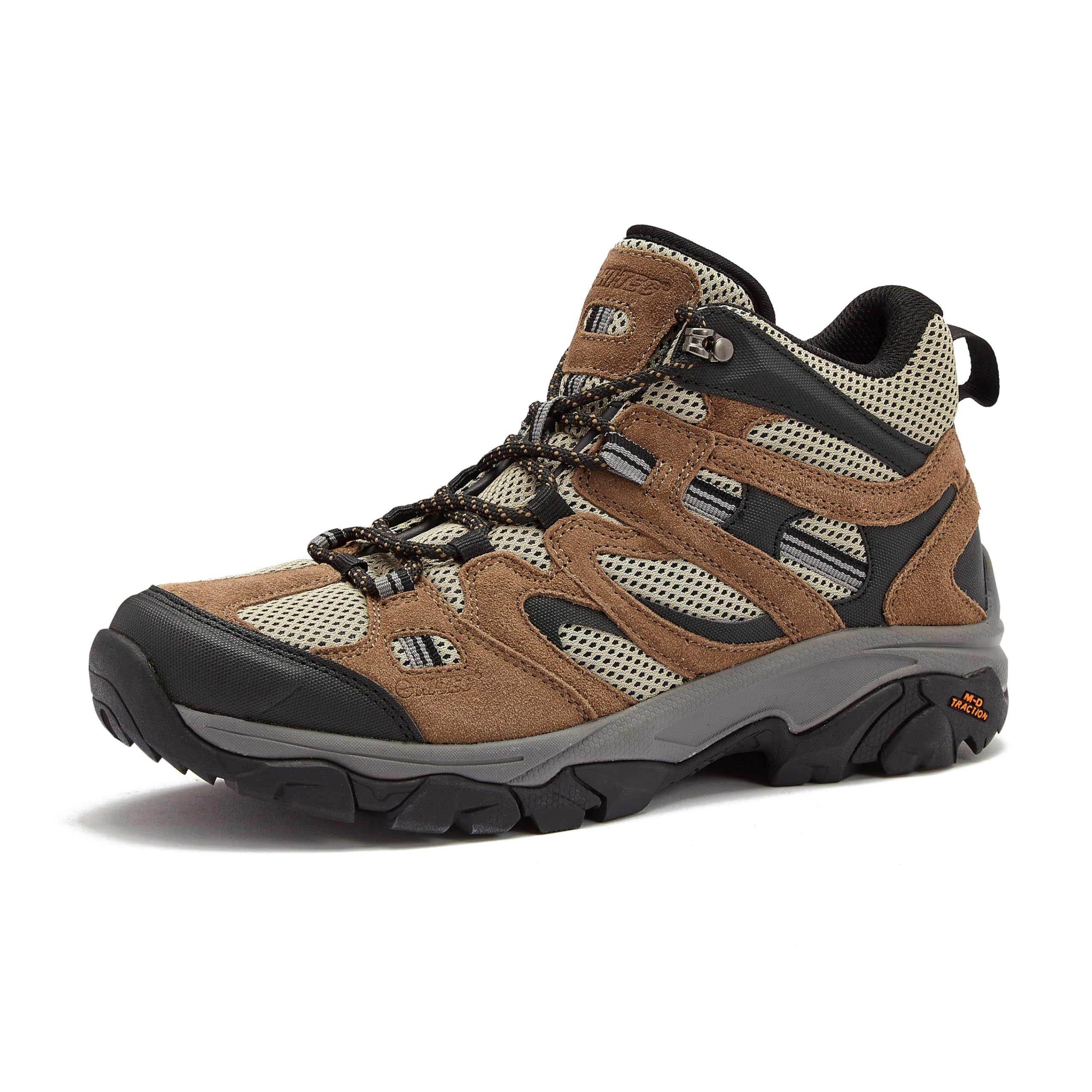 HI-TEC Ravus WP Mid Waterproof Hiking Boots for Men, Lightweight Breathable Outdoor Trekking Shoes - Tan, 10.5 Medium