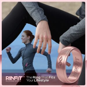 Rinfit Silicone Rings for Women - Infinity Rubber Wedding Bands Sets for Her - Matching Silicone Rings for Couples - Patented Design - Rose Gold, Pink, Black, White, Silver, Size 6