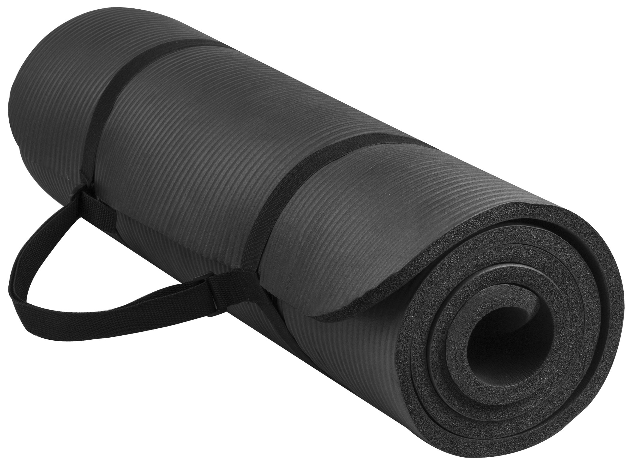 Fitvids All Purpose 1/2-Inch Extra Thick High Density Anti-Tear Exercise Yoga Mat with Carrying Strap and Yoga Blocks, Black