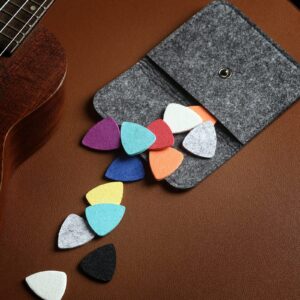 20 Pieces Felt Ukulele Picks,Felt Heart Shape Pick for Ukulele Guitar Bass with pick holder case (Multiple colors) (general, 10 mixed colors)