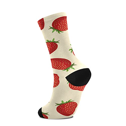 xigua Strawberries Pattern Mid-Length Men's and Women's Socks,Running, Cycling,Athletic Toe Socks