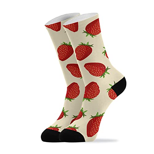 xigua Strawberries Pattern Mid-Length Men's and Women's Socks,Running, Cycling,Athletic Toe Socks