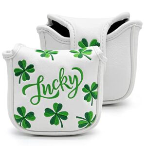 golf headcovers lucky clover golf driver fairway wood hybrid mallet blade putter cover headcover premium leather headcovers fits most of drivers woods and blade putters