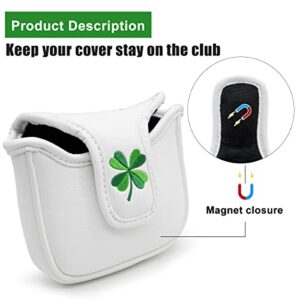 Golf Headcovers Lucky Clover Golf Driver Fairway Wood Hybrid Mallet Blade Putter Cover Headcover Premium Leather Headcovers Fits Most of Drivers Woods and Blade Putters