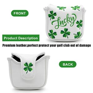 Golf Headcovers Lucky Clover Golf Driver Fairway Wood Hybrid Mallet Blade Putter Cover Headcover Premium Leather Headcovers Fits Most of Drivers Woods and Blade Putters