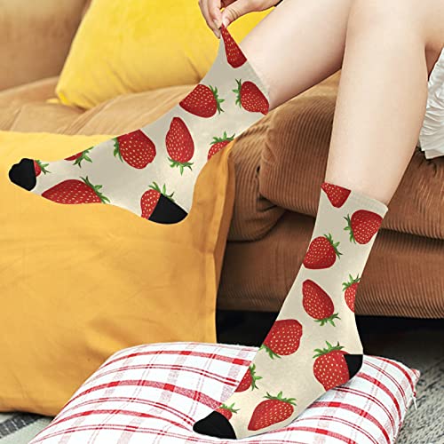 xigua Strawberries Pattern Mid-Length Men's and Women's Socks,Running, Cycling,Athletic Toe Socks