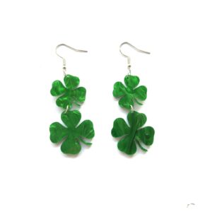 st. patrick's day earrings acrylic irish shamrock dangle earrings green clover drop earrings for women st patty's jewelry gift-e