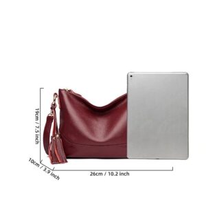 Mudono Crossbody Bag for Women Leather Shoulder Bag Tassel Satchel Retro Handbag Lightweight Purse