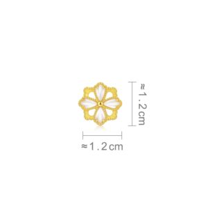 CHOW SANG SANG Cultural Blessings Daily Bliss 999 24K Solid Gold Mother of Pearl Gesar Flower Single Stud Earring for Women 92801E (Sold Single Not Pair)