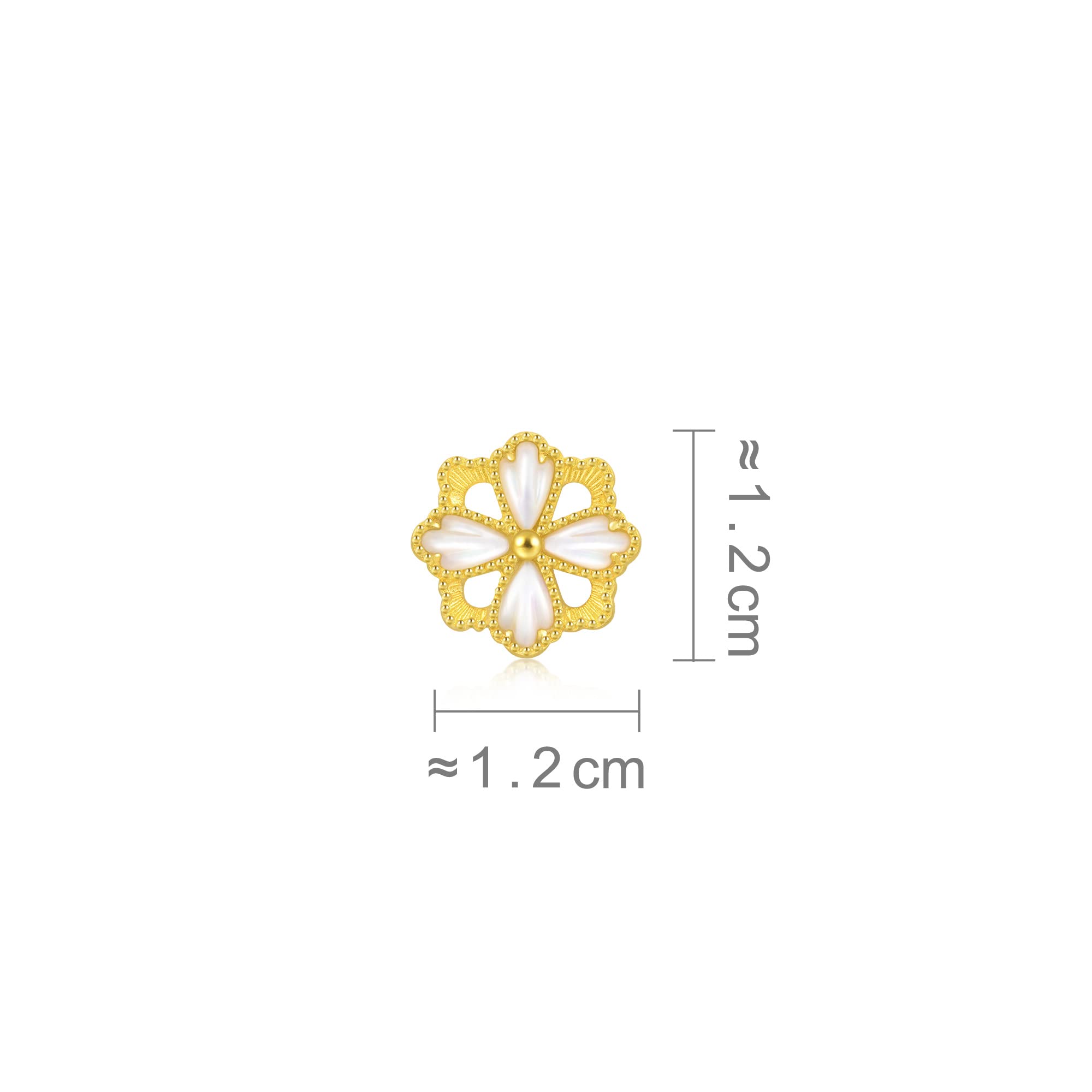 CHOW SANG SANG Cultural Blessings Daily Bliss 999 24K Solid Gold Mother of Pearl Gesar Flower Single Stud Earring for Women 92801E (Sold Single Not Pair)