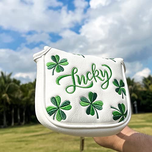 Golf Headcovers Lucky Clover Golf Driver Fairway Wood Hybrid Mallet Blade Putter Cover Headcover Premium Leather Headcovers Fits Most of Drivers Woods and Blade Putters