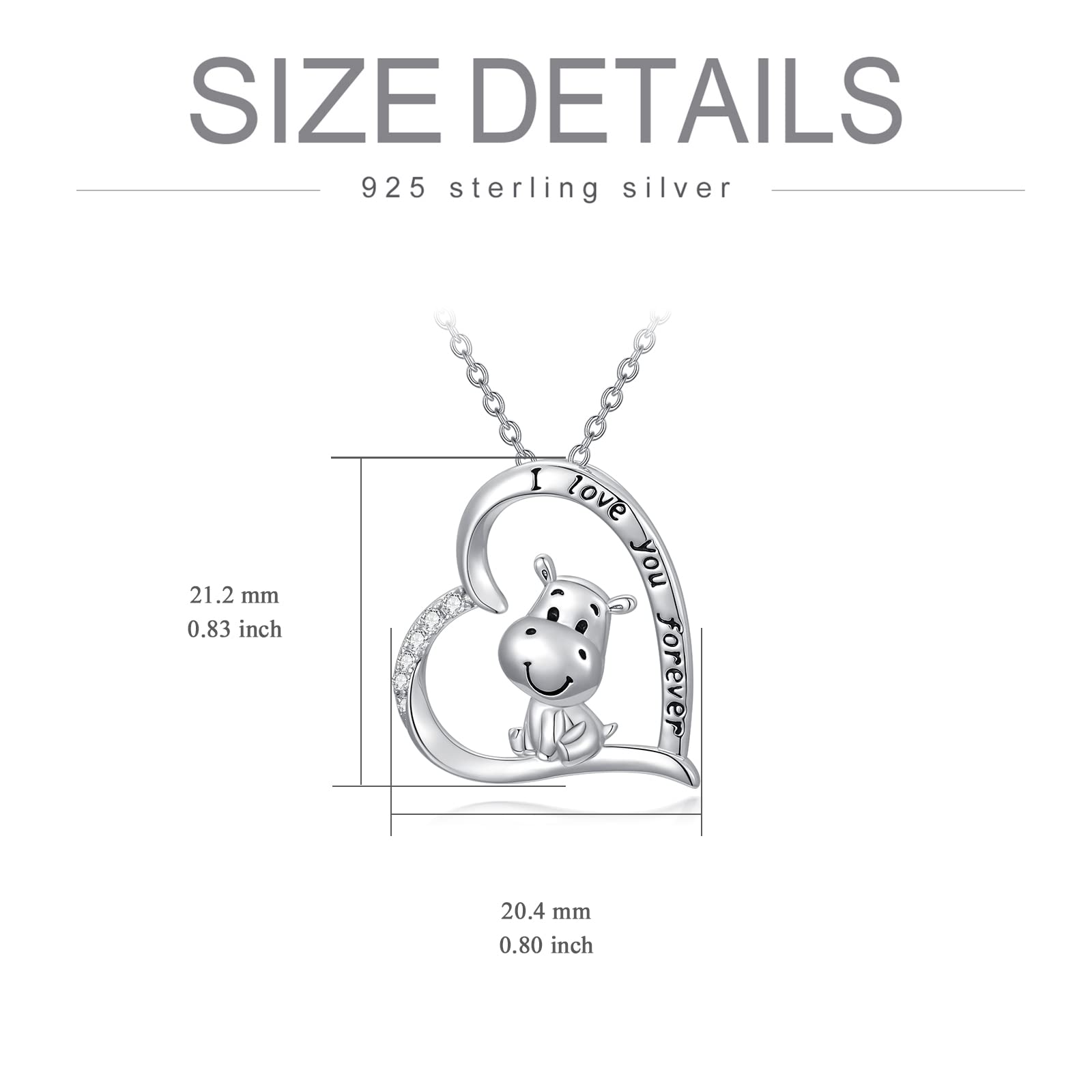 MISTBEE Mothers Day Gifts for Mom Women Hippo Necklace Sterling Silver Heart Love Hippopotamus Necklace Sea Ocean Gifts for Women Lovers