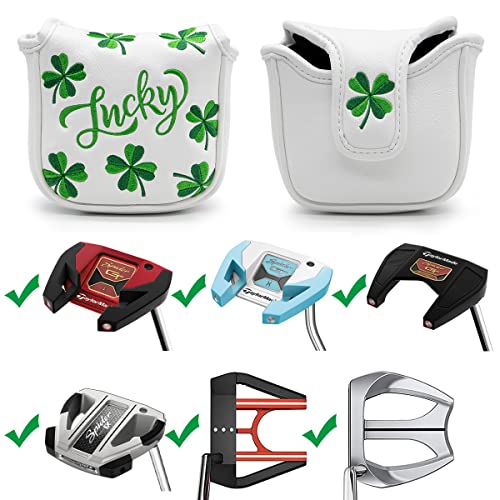 Golf Headcovers Lucky Clover Golf Driver Fairway Wood Hybrid Mallet Blade Putter Cover Headcover Premium Leather Headcovers Fits Most of Drivers Woods and Blade Putters