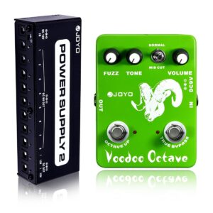 joyo jf-12 voodoo octave germanium 60's fuzz pedal bundle with jp-02 dc 9v 18v pedal power supply