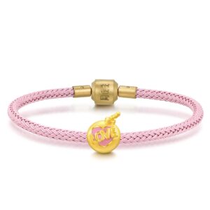 chow sang sang 999 24k solid gold mini charm love dynamite charm bracelet for women 93138c (gold, 17 cm)