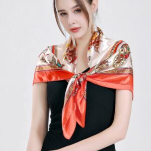 QBSM 35'' Satin Large Square Head Scarf Silk Feeling Neck Scarves Hair Sleeping Wrap Lightweight Headscarf for Women