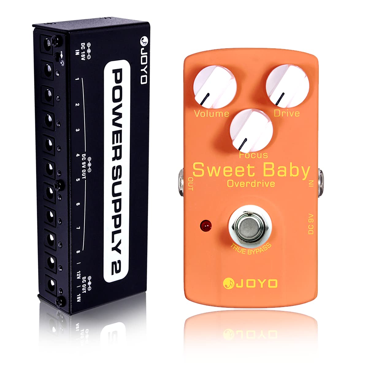 JOYO JF-36 Sweet Baby Low-Gain Overdrive Pedal Bundle with JP-02 DC 9V 18V Pedal Power Supply