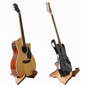 Miwayer Guitar Stand Wood Thickened Universal, with 0.12 Inch Soft Leather Ddge, Safe Non-Slip Portable Stringed Wooden Guitar Rack, Used for Acoustic, Classical, Electric Guitar, Bass