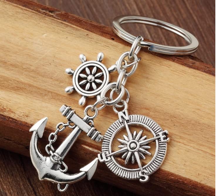 PHAETON 20PCS Anchor Keychains Ocean Themed Party Favor Wedding Favors Earth Travel Jewelry Gift For Man