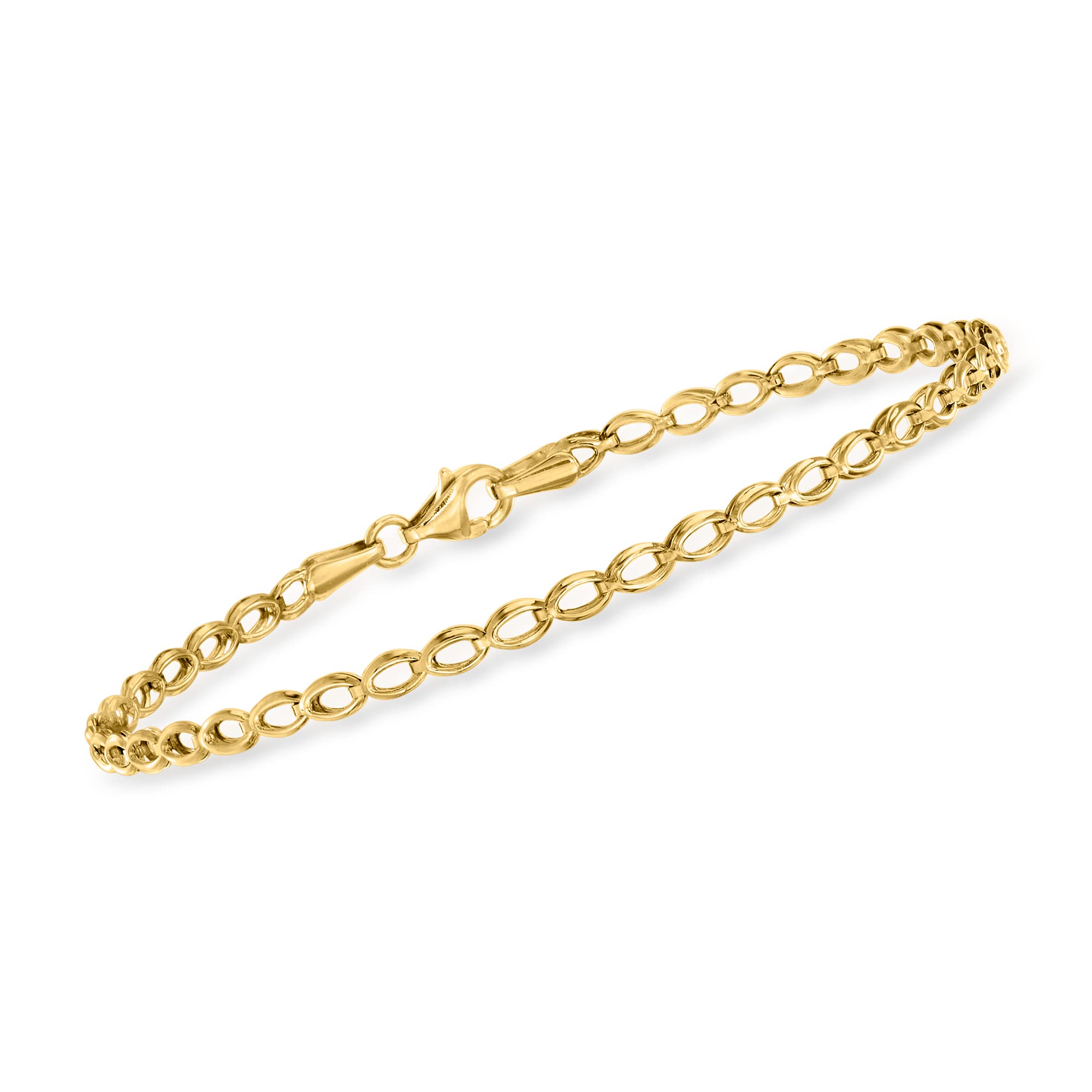 RS Pure by Ross-Simons 14kt Yellow Gold Oval-Link Bracelet. 7 inches