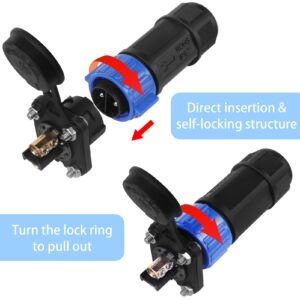 Trolling Motor Plug Receptacle Set, 12V/24V/ 36V/48V Plug for Trolling Motor/Down Rigger/Fishing Reel,Waterproof Marine Boat DC Power Connector