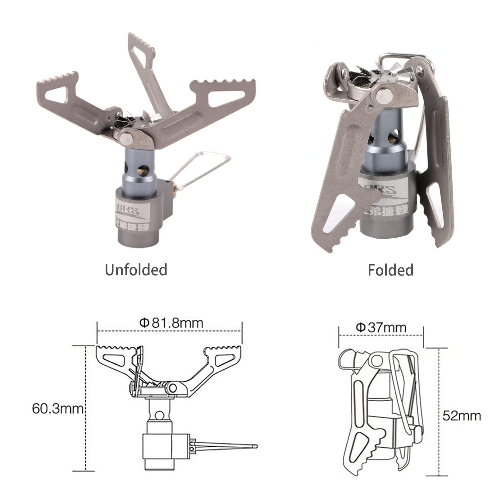 BRS Stove BRS 3000T Stove Ultralight Backpacking Stove Portable Pocket Stove Titanium Camping Gas Burner only 26g with 1 Extra Backup O-Ring