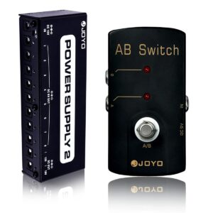 joyo jf-30 ab switch pedal bundle with jp-02 dc 9v 18v 10-outputs pedal power supply