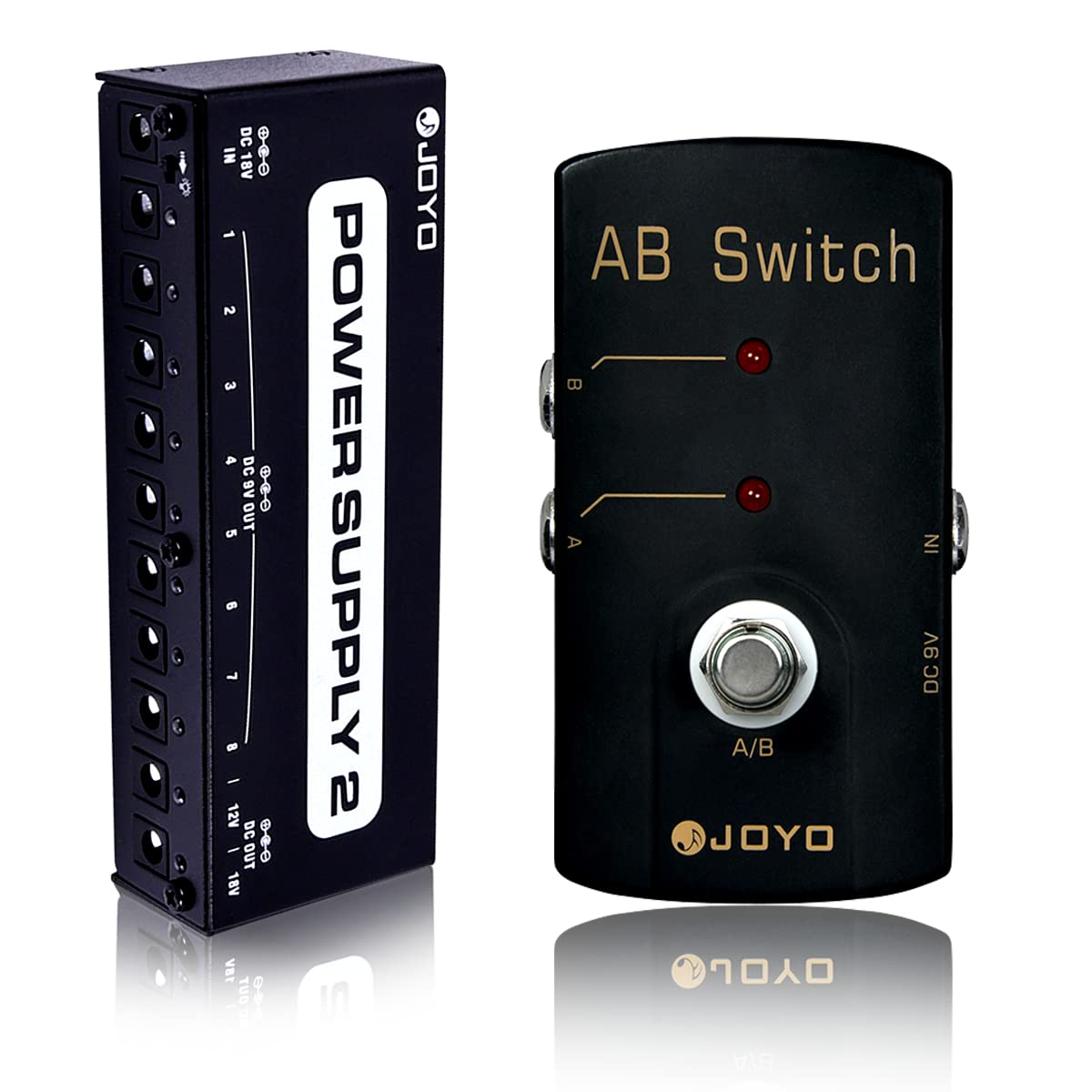 JOYO JF-30 AB Switch Pedal Bundle with JP-02 DC 9V 18V 10-outputs Pedal Power Supply