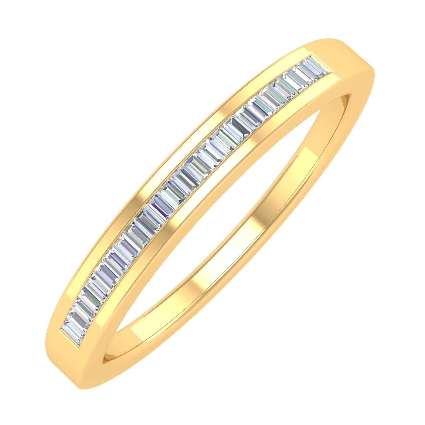 14K Yellow Gold Classic Channel Set Baguette Diamond Wedding Band (0.15 Carat) (Ring Size 10)